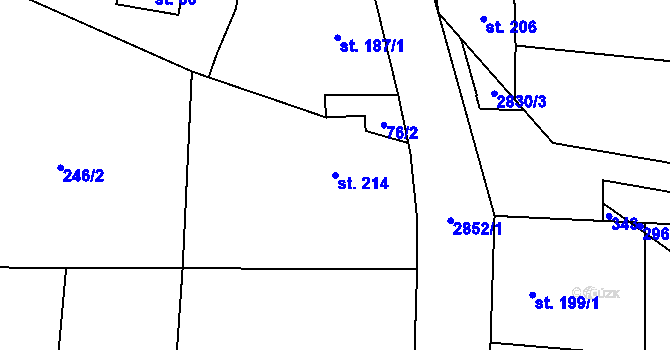 Parcela st. 214 v KÚ Drysice, Katastrální mapa