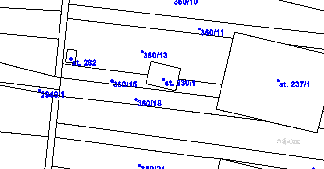 Parcela st. 230/2 v KÚ Drysice, Katastrální mapa