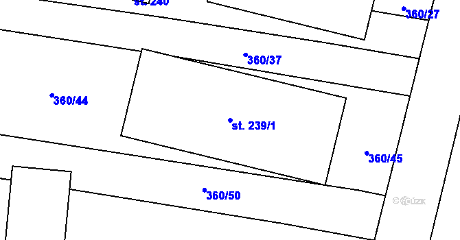 Parcela st. 239/1 v KÚ Drysice, Katastrální mapa