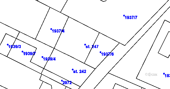 Parcela st. 247 v KÚ Drysice, Katastrální mapa