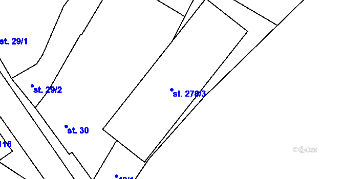 Parcela st. 278/3 v KÚ Drysice, Katastrální mapa