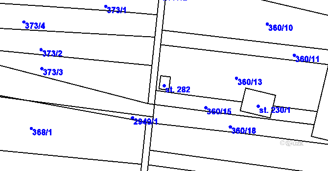 Parcela st. 282 v KÚ Drysice, Katastrální mapa