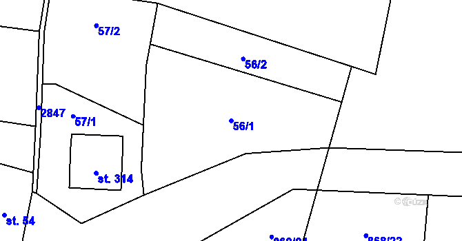 Parcela st. 56/1 v KÚ Drysice, Katastrální mapa