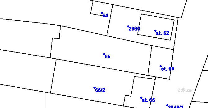 Parcela st. 65 v KÚ Drysice, Katastrální mapa