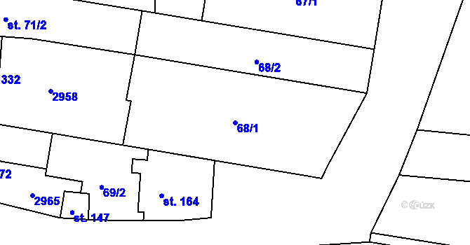 Parcela st. 68/1 v KÚ Drysice, Katastrální mapa