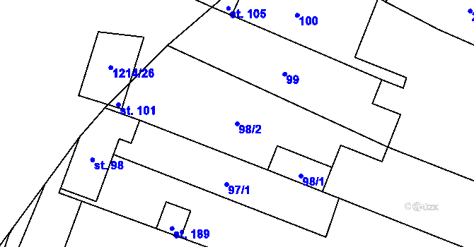 Parcela st. 98/2 v KÚ Drysice, Katastrální mapa