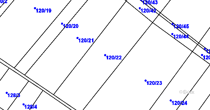 Parcela st. 120/22 v KÚ Drysice, Katastrální mapa