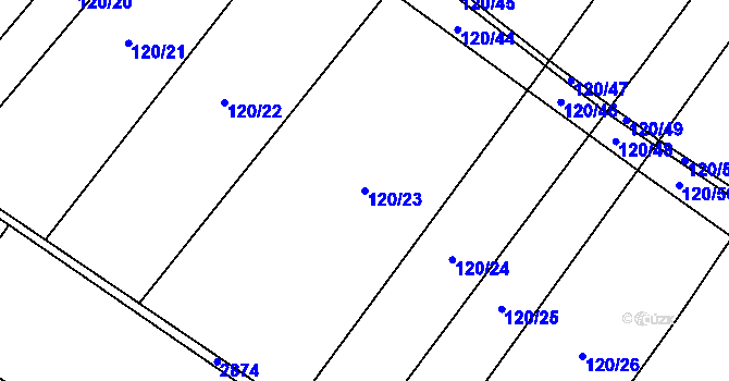 Parcela st. 120/23 v KÚ Drysice, Katastrální mapa