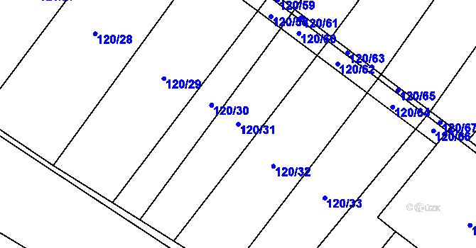 Parcela st. 120/31 v KÚ Drysice, Katastrální mapa