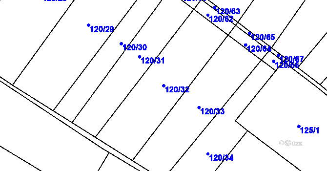 Parcela st. 120/32 v KÚ Drysice, Katastrální mapa