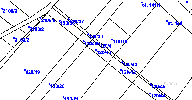 Parcela st. 120/40 v KÚ Drysice, Katastrální mapa