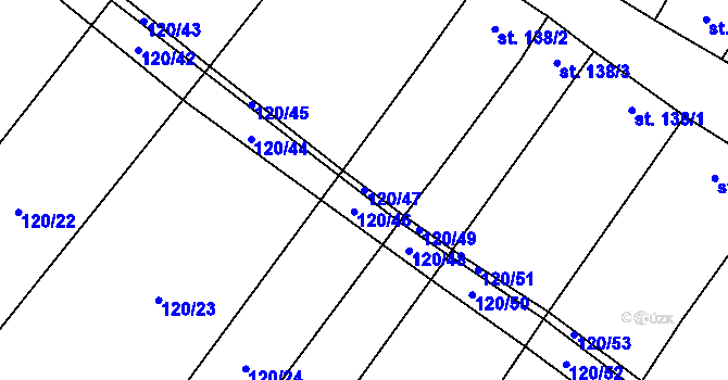 Parcela st. 120/47 v KÚ Drysice, Katastrální mapa