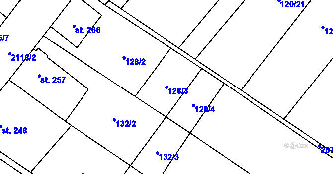 Parcela st. 128/3 v KÚ Drysice, Katastrální mapa
