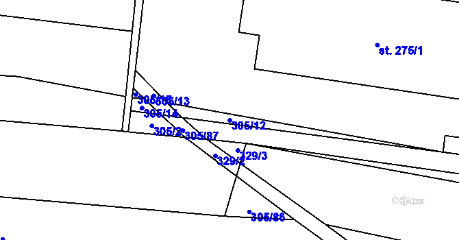 Parcela st. 305/12 v KÚ Drysice, Katastrální mapa