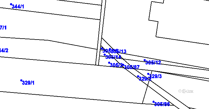 Parcela st. 305/14 v KÚ Drysice, Katastrální mapa