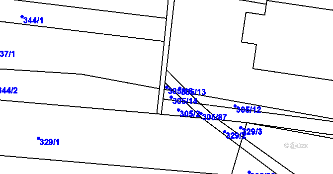 Parcela st. 305/15 v KÚ Drysice, Katastrální mapa