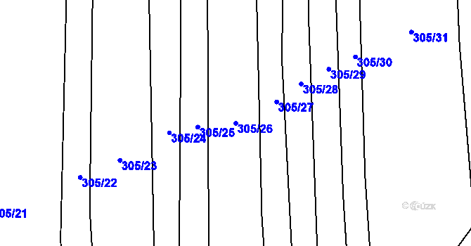 Parcela st. 305/26 v KÚ Drysice, Katastrální mapa