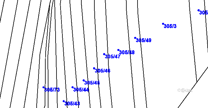 Parcela st. 305/47 v KÚ Drysice, Katastrální mapa
