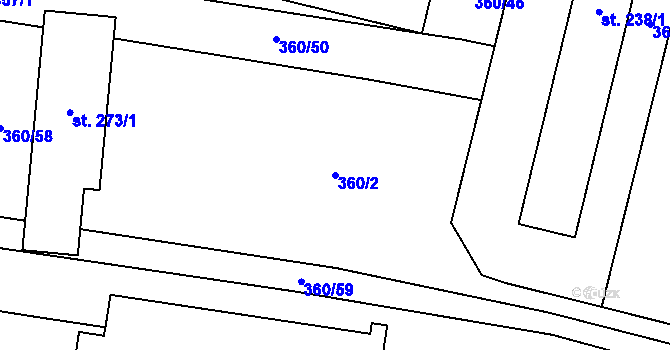 Parcela st. 360/2 v KÚ Drysice, Katastrální mapa