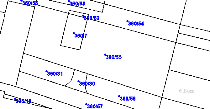 Parcela st. 360/55 v KÚ Drysice, Katastrální mapa