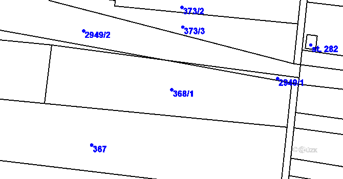 Parcela st. 368/1 v KÚ Drysice, Katastrální mapa