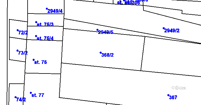 Parcela st. 368/2 v KÚ Drysice, Katastrální mapa