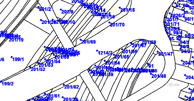 Parcela st. 1214/7 v KÚ Drysice, Katastrální mapa