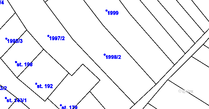 Parcela st. 1998/2 v KÚ Drysice, Katastrální mapa