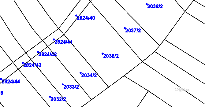 Parcela st. 2036/2 v KÚ Drysice, Katastrální mapa