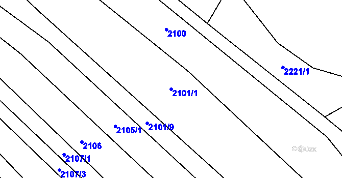 Parcela st. 2101/1 v KÚ Drysice, Katastrální mapa