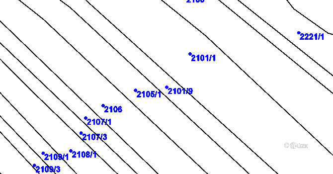 Parcela st. 2101/9 v KÚ Drysice, Katastrální mapa