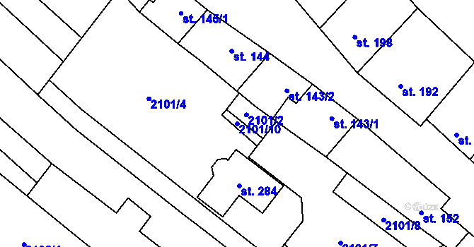 Parcela st. 2101/10 v KÚ Drysice, Katastrální mapa