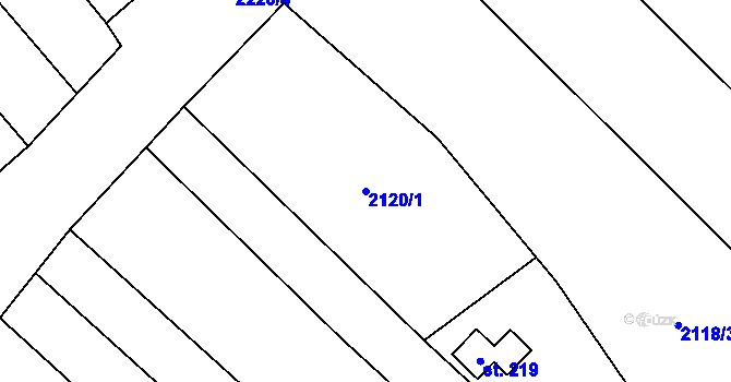 Parcela st. 2120/1 v KÚ Drysice, Katastrální mapa