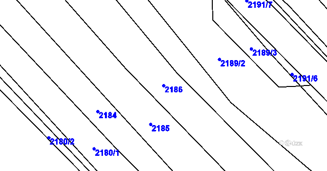 Parcela st. 2186 v KÚ Drysice, Katastrální mapa