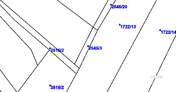 Parcela st. 2545/3 v KÚ Drysice, Katastrální mapa