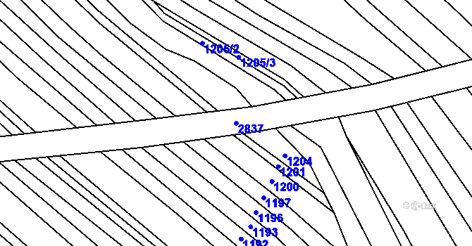Parcela st. 2837 v KÚ Drysice, Katastrální mapa