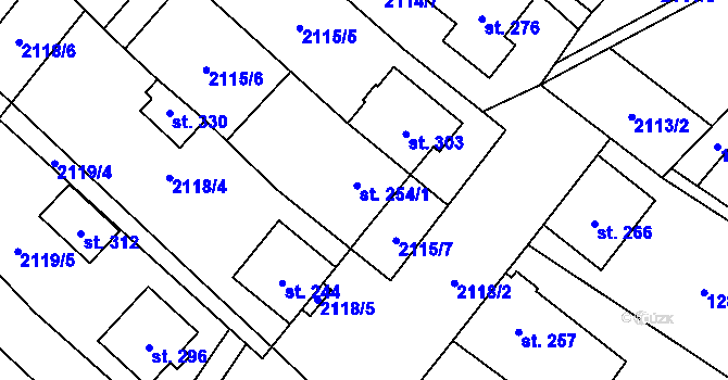 Parcela st. 254/2 v KÚ Drysice, Katastrální mapa