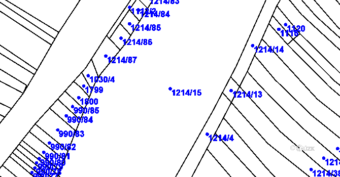 Parcela st. 1214/15 v KÚ Drysice, Katastrální mapa
