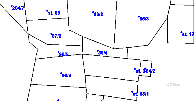 Parcela st. 80/4 v KÚ Drysice, Katastrální mapa