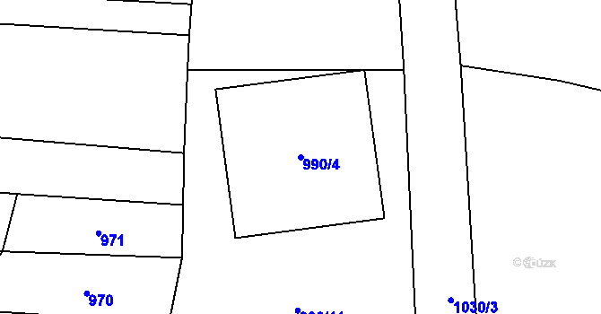 Parcela st. 990/4 v KÚ Drysice, Katastrální mapa