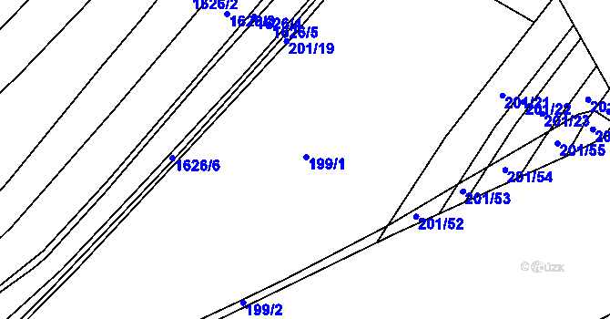 Parcela st. 199 v KÚ Drysice, Katastrální mapa