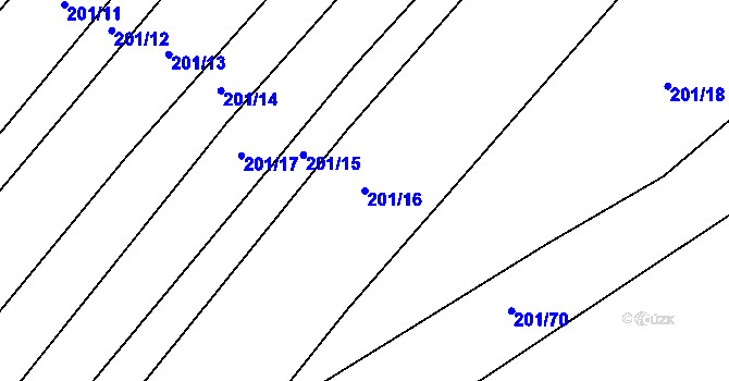 Parcela st. 201/16 v KÚ Drysice, Katastrální mapa