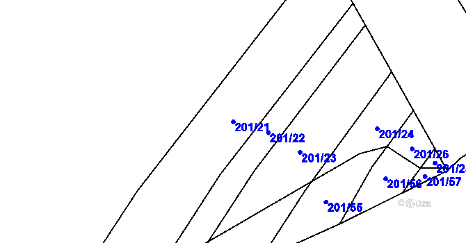 Parcela st. 201/21 v KÚ Drysice, Katastrální mapa