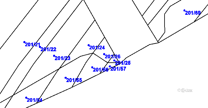 Parcela st. 201/26 v KÚ Drysice, Katastrální mapa