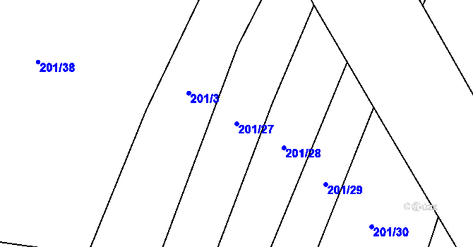 Parcela st. 201/27 v KÚ Drysice, Katastrální mapa