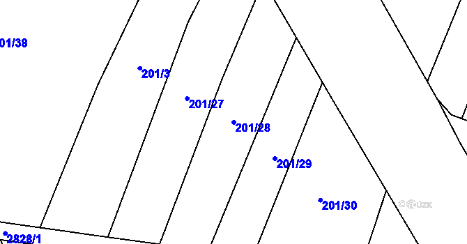 Parcela st. 201/28 v KÚ Drysice, Katastrální mapa