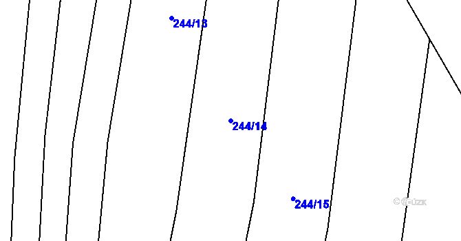 Parcela st. 244/14 v KÚ Drysice, Katastrální mapa