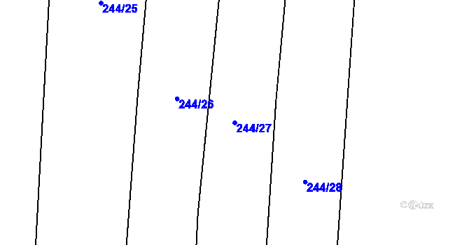 Parcela st. 244/27 v KÚ Drysice, Katastrální mapa