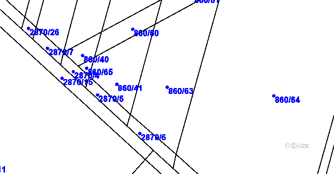 Parcela st. 860/63 v KÚ Drysice, Katastrální mapa
