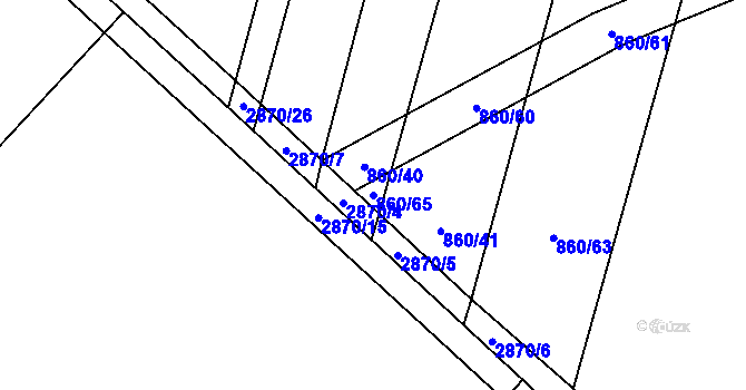 Parcela st. 860/65 v KÚ Drysice, Katastrální mapa